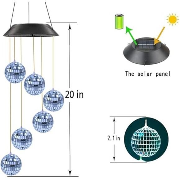 Solar Disco Ball for Garden Patio Outdoor Decor, Lovely Color Changing Lights - Picture 4 of 6